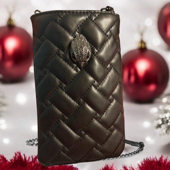 NWT KURT GEIGER BLACK Mobile Bag I Mini Kensington Quilted Leather Crossbody Bag - Picture 4 of 4